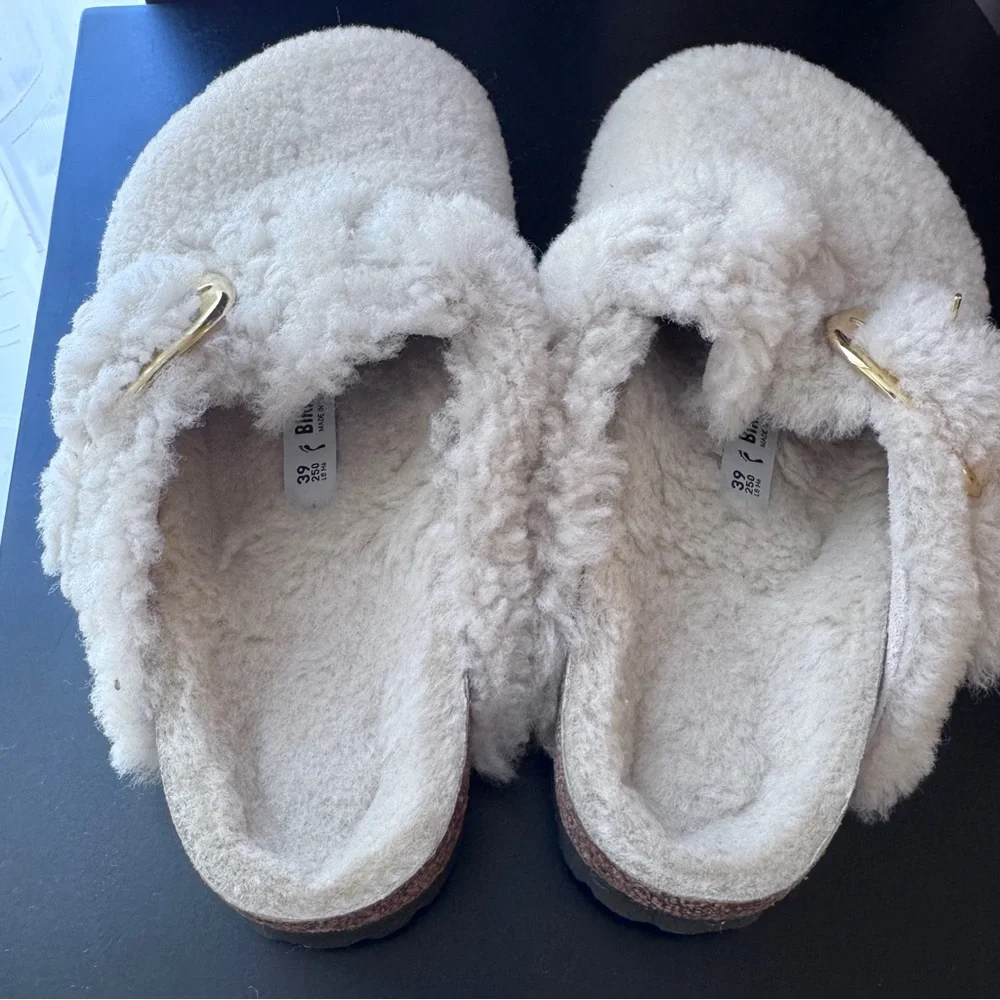 NEW Women’s Birkenstock Cream Boston Teddy Clogs faux Shearling Sz EU39/US8-8.5 - Picture 4 of 8